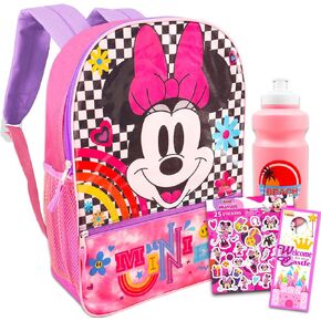 مجموعة حقيبة ظهر ميني ماوس للفتيات من 4 إلى 6 سنوات - حزمة مع حقيبة ظهر ديزني ميني ماوس مقاس 16 بوصة، وزجاجة مياه، وملصقات، والمزيد | حقيبة ظهر مدرسية ميني ماوس من ديزني in Kuwait