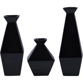 مجموعة مزهريات سيراميك يوندو مكونة من 3 قطع - مثالية لديكور المنزل والمكتب والمدخل، ومزهريات سوداء لديكور غرفة المعيشة الحديثة والريفية، وديكور منزلي بسيط. قطع مركزية مثالية أو مزهريات زهور بامباس in Kuwait