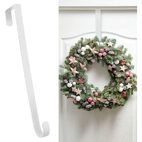 Wreath Hanger for Front Door for Halloween and Christmas Decorations,12 Inches Metal Wreath Door Hanger for Fall Decor,Bear Up 20 Lbs Over The Door Hooks for Front Porch Home Decor