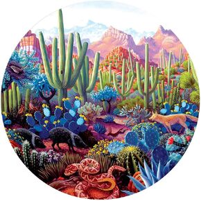 WZVZGZ Round Metal Tin Sign Rustic Wall Decor,Cactus Land,Round Metal Sign Plaque for Home Garden Kitchen Bar Cafe Restaurant Garage Retro Vintage Wall Art 12x12 Inch