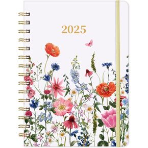مخطط 2024-2025 - 2024-2025 مخطط/تقويم، يوليو 2024 - يونيو 2025، 2024-2025 مخطط أسبوعي وشهري مع علامات تبويب، 6.3 بوصة × 8.4 بوصة، غلاف مقوى مع جيب خلفي + ورق سميك + غلاف مزدوج السلك - زهور