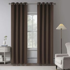 KEQIAOSUOCAI Coffee Brown 100% Blackout Linen Curtains 90 Inches Long 2 Panels for Bedroom,Modern Farmhouse Full Black Out Room Darkening Thermal Insulated Window Curtain Panels W50 x L90 Inch Length