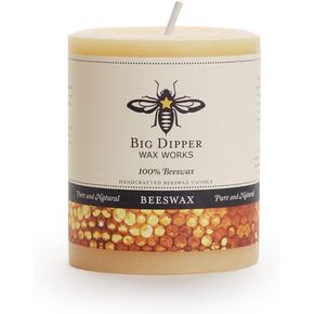 شمعة عمود شمع العسل من Big Dipper Wax Works، حرق طويل لمدة 60 ساعة، شمعة شمع العسل النقي، مقاس متوسط ​​7.62 سم ​​× 8.89 سم