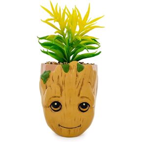 Silver Buffalo Guardians of The Galaxy Baby Groot's Face Decorative Artificial Faux Greenery Plant in Ceramic