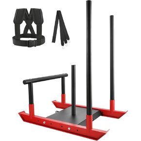 VEVOR Weight Training Sled, Pull Push Power Sled with Handle, Fitness Strength Resistance Training, Steel Workout Equipment for Athletic Exercise & Speed Improvement, Fit for 2" Weight Plate, Black