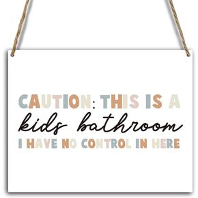 Children Bathroom Wooden Sign Wall Decor Rustic Kids Bathroom Wooden Signs Funny Wooden Decorative Plaque Sign for Home Kids Room Nursery Farmhouse Decor 10.2'' x 7.9'' - FS167