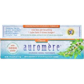 Auromere Ayurvedic Herbal Toothpaste, Classic Licorice - With Neem & Peelu, Natural Toothpaste, Non-GMO, Fluoride Free Toothpaste, Vegan, Cruelty-Free, Lasts 3x Longer than Regular Toothpaste - 6 Pack