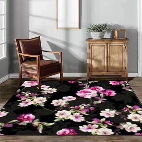 Area Rug, Art Soft Non-Slip Rug, 5'x7' Rugs, Composition Cover Seamless Pattern Abstract Black Composition Notebook Accent Carpet for Bedroom Living Room Hallway Outdoor Decor