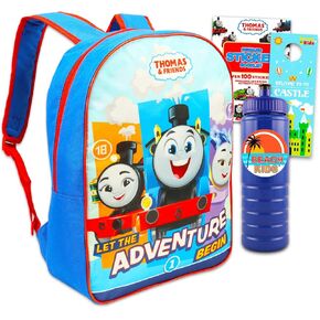 Thomas the Train Backpack for Boys - Thomas the Train School Bag Bundle Includes 15" Thomas the Train Backpack Plus Water Bottle, Stickers, More | Thomas the Train School Supplies