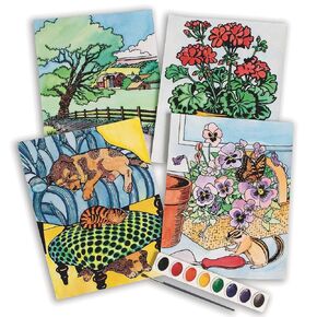 S&S Worldwide Watercolor Velvet Art Posters Set II, 6 each of 4 Designs Printed in Velvet Flocking on Genuine Watercolor Paper, Decorate with Pan or Liquid Watercolor Paints, 9" x 12" Pack of 24.