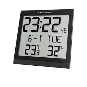 CONTROL Traceable 1076 Digital Radio Atomic Wall Clock, Black