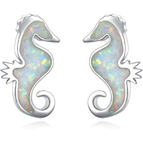 TANGPOET S925 Sterling Silver Stud Earrings Polar Bear Earrings with Opal Jewelry Gifts for Women Girls