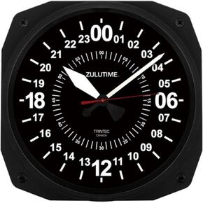 Trintec 24 Hour Square Military Time SWL Zulu Time 24Hr Black Wall Clock 10" Dial Ham Shack 24H-10