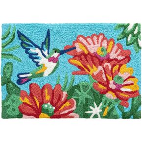 Blooming Cactus Hummingbird Jellybean Accent Rug with Flowers Floral Rug 20"x30"