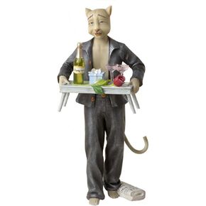 Kurt Adler Alley Cats Resin Dante Breakfast in Bed Table Piece, 8-Inch