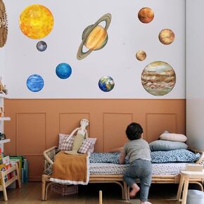Space Wall Stickers - Wall Stickers for Space Themed Bedroom, Solar Planets Wall Sticker,Space Wall Decals, Nursery Wall Decal,Boys Playroom Decoration (Space Deco)