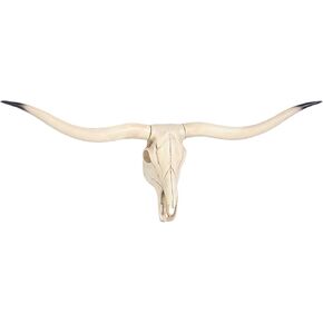 ZHANYUN Long Horn Cow Skull Wall Hanging Decor,Faux Longhorn Skull Faux Taxidermy Animal Head Cow Skull Wall Sculptures Hanging Art,Bull's Head Farmhouse Decor Wall