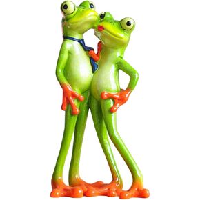Creative Hugging Couple Frog Resin Sculpture Statue, Funny Mascot Frogs Lovers 3D Collectible Figurines for Outdoor Yard Garden Decoration Xmas Valentine's Day Gifts