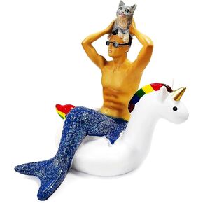 Mr Unicorn Merman Ornament Statue Decoration, Pet The Puss Fairy Tale Theme, Resin Ornaments Suitable for Desktop Decoration, Christmas Ornament, Birthday Gift for Boyfriend or Girlfriend