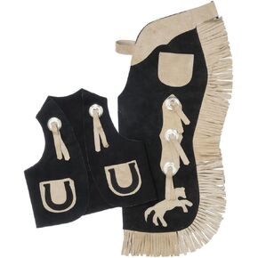 Horse Kids Chap and Vest Set Black Medium