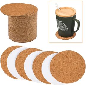 Allazone Self-Adhesive Cork Round, 70 Pack Cork Backing Sheets for Wall Decoration, Party Supplies Coasters and DIY Crafts