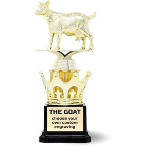 Goat Trophy - G.O.A.T. - Greatest of All Time Funny Trophy Award with Option for Custom Plate - Appreciation Gift for Boss, Coworker, Friend - League Champion Award Winner