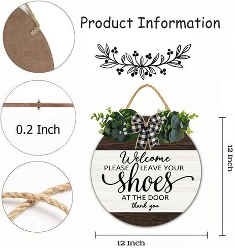 TYmall Welcome Please Leave Your Shoes Door Hanging No Shoes Cute Reminder Farmhouse Decor Wreath Wood Sign 12X12Inch Welcome Wreath for Front Door Remove shoes Sign For Home in Saudi Arabia