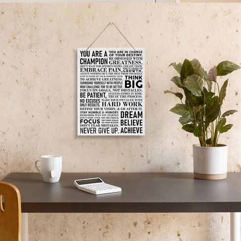 Inspirational Wood Sign, Hanging Wooden Plaques Decor, Motivational Wall Art, Decorative Wall Plaque, Positive Mindset Decor Sign, Encouragement Gift for Friends Colleague, You Are A Champion Sign in Saudi Arabia
