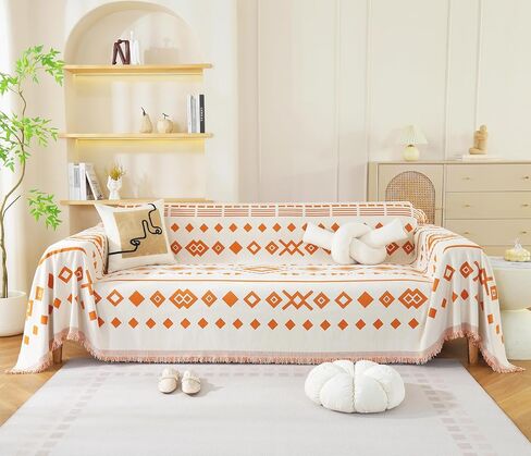 غطاء أريكة Tritard Boho، أغطية أريكة مقطعية مخططة قابلة للعكس، أغطية أريكة Loveseat باللون الأسود والأبيض، أغطية وسائد من الشنيل مع واقي أريكة قابل للغسل بشراشيب للكلاب وغطاء فوتون للحيوانات الأليفة (71 بوصة - 134 بوصة) in Saudi Arabia
