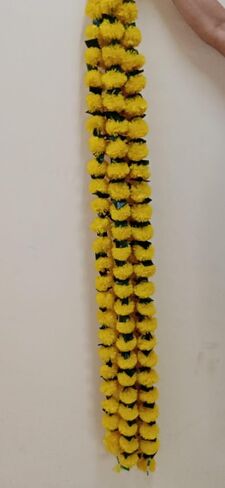 Marigold Garland for Indian/American Wedding Party Mantle Decoration, Faux Garlands for Diwali, House Warming Decoration DIY Backdrops! (Yellow with Leaves, Pack of 5) in Saudi Arabia