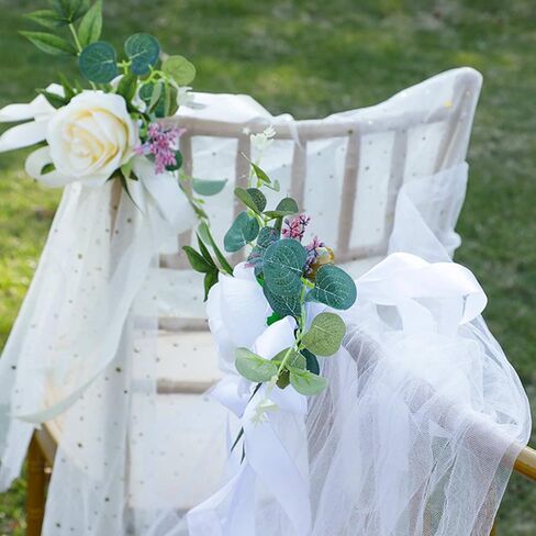 Wedding Aisle Decorations Pew Flowers,6 Pcs Artificial Rose Flower Chair Decoration Church Celebration Fake Flower Props for Wedding Party Party Photography in Kuwait
