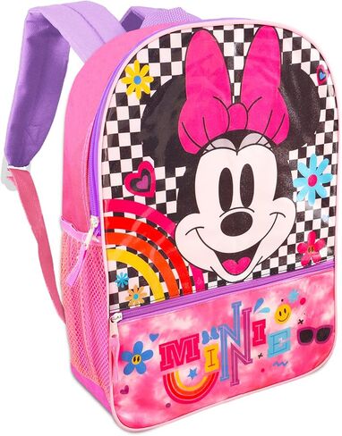 مجموعة حقيبة ظهر ميني ماوس للفتيات من 4 إلى 6 سنوات - حزمة مع حقيبة ظهر ديزني ميني ماوس مقاس 16 بوصة، وزجاجة مياه، وملصقات، والمزيد | حقيبة ظهر مدرسية ميني ماوس من ديزني in Kuwait