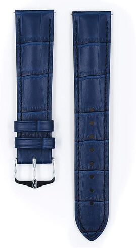 Alligator Grain Genuine Calf Leather Watch Band - Choose Size (12-24mm) & Color (Beige, Black, Brown, Blue, Burgundy, Grey, Red, White) - Comfortable & Premium Quick Release Strap - HIRSCH "Duke" in Saudi Arabia