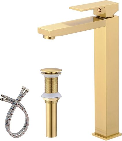 Matte Black Bathroom Facuet Single Handle Tall Vessel Sink Faucet One Hole Aerator Spout Modern Commercial Sink Facuet Vanity Basin Tap with Drain in Saudi Arabia