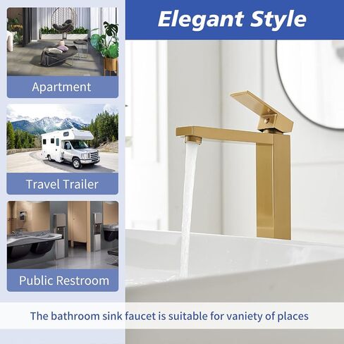 Matte Black Bathroom Facuet Single Handle Tall Vessel Sink Faucet One Hole Aerator Spout Modern Commercial Sink Facuet Vanity Basin Tap with Drain in Saudi Arabia