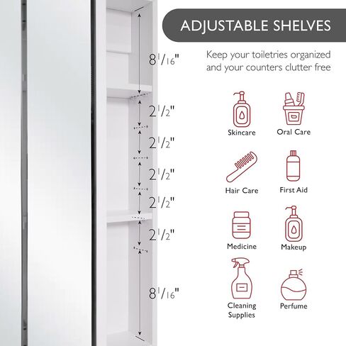 Design House 36 Inch Cyprus Bathroom Medicine Cabinet, Durable Pre-Assembled Wall Mounted Cabinet w/Frameless Mirrored Doors, White, 590265 in Saudi Arabia