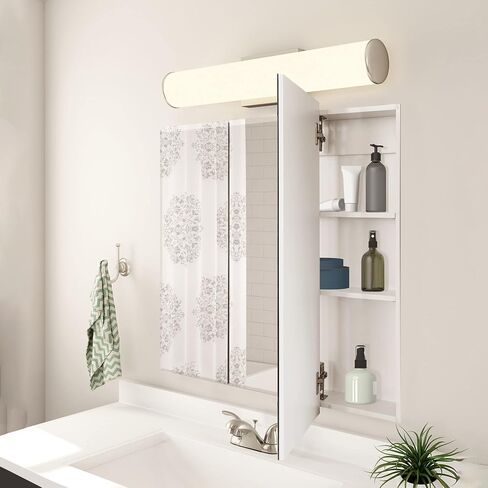 Design House 36 Inch Cyprus Bathroom Medicine Cabinet, Durable Pre-Assembled Wall Mounted Cabinet w/Frameless Mirrored Doors, White, 590265 in Saudi Arabia