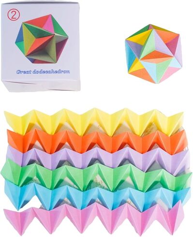 نسج متعدد السطوح متعدد السطوح المواد الصلبة الهندسية ثلاثية الأبعاد نموذج ورقي DIY نموذج رقم 2: ألغاز أوريغامي اثنا عشري رائعة بأنماط هندسية من الورق، تتضمن مجموعة واحدة من المواد كمكافأة in Kuwait