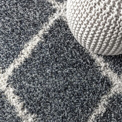 JONATHAN Y MCR104B-8 Mercer Shag Plush Tassel Moroccan Geometric Trellis Indoor Area-Rug Bohemian Easy-Cleaning High Traffic Bedroom Kitchen Living Room, 8 ft x 10 ft, Cream/Grey in Saudi Arabia