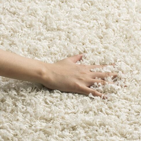 سجادة SAFAVIEH Athens Shag Collection - 3' x 5'، أبيض فاتح، سمك 1.5 بوصة مثالية لمناطق المرور العالية في المدخل، غرفة المعيشة، غرفة النوم (SGA119B) in Saudi Arabia