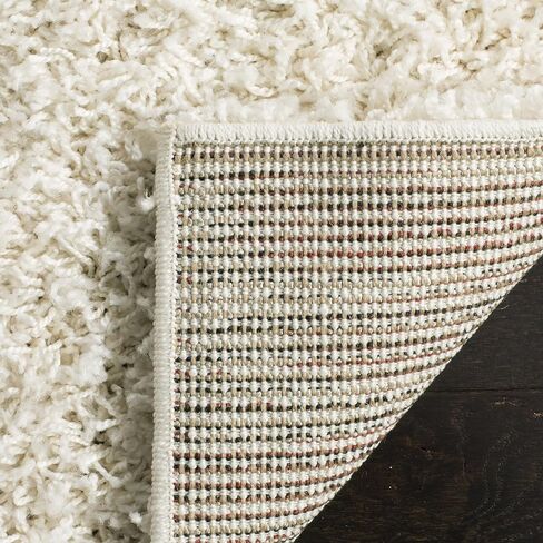 سجادة SAFAVIEH Athens Shag Collection - 3' x 5'، أبيض فاتح، سمك 1.5 بوصة مثالية لمناطق المرور العالية في المدخل، غرفة المعيشة، غرفة النوم (SGA119B) in Saudi Arabia