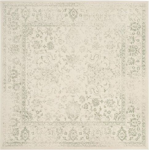 SAFAVIEH Adirondack Collection 6' Square Ivory / Sage ADR109V Oriental Distressed Non-Shedding Living Room Bedroom Dining Home Office Area Rug in Saudi Arabia