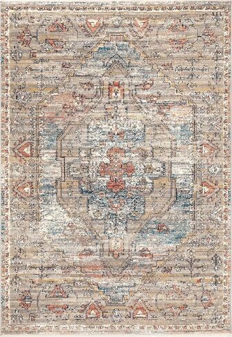 nuLOOM Marley Traditional Medallion Fringe Accent Rug, 3x5, Beige in Saudi Arabia