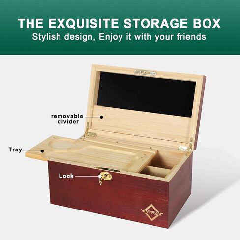مجموعة صندوق خيزران كبير من TNAMASUN مع قفل، صندوق تخزين مزخرف للمنزل مع صينية قابلة للإزالة، برطمانات زجاجية، أداة ملحقة، صندوق هدايا رائع in Kuwait