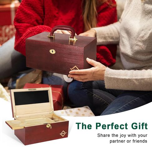 مجموعة صندوق خيزران كبير من TNAMASUN مع قفل، صندوق تخزين مزخرف للمنزل مع صينية قابلة للإزالة، برطمانات زجاجية، أداة ملحقة، صندوق هدايا رائع in Kuwait