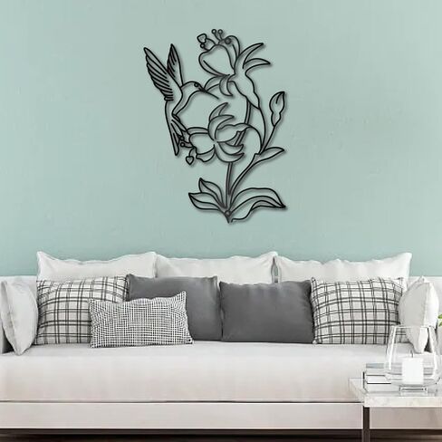 CREATCABIN Dandelion Metal Wall Art Iron Flower Wall Decor Hanging Black Hollow Out Symmetry Silhouette Ornament Iron Sign for Yoga Studio Indoor Outdoor Home Office Decoration Gift Black 11.8x6Inch in Saudi Arabia