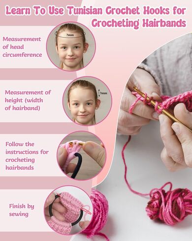 Coopay Tunisian Crochet Kit for Hair Bands, Easy Crochet Starter Kit for Adults/Teens Complete Afghan Crochet Set for Beginners, Ideal Knitting & Crochet Supplies (Pink Series) in Saudi Arabia