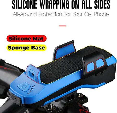 مصابيح أمامية للدراجة GJB، مصباح أمامي LED للدراجة للركوب ليلاً، مصابيح دراجة جبلية قابلة لإعادة الشحن مع 3 أوضاع إضاءة وحامل للهاتف ومنفذ شحن USB، 4000 مللي أمبير/ساعة مقاومة للماء لركوب الدراجات in Kuwait