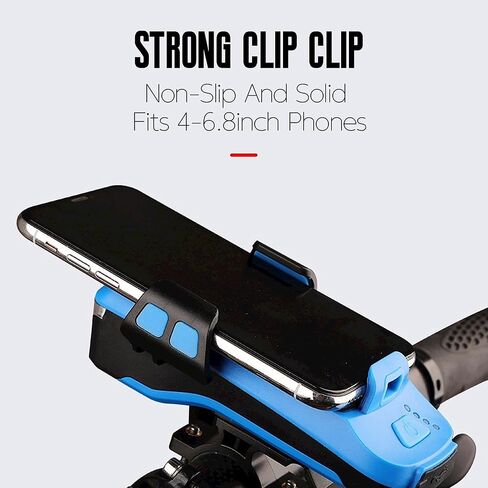 مصابيح أمامية للدراجة GJB، مصباح أمامي LED للدراجة للركوب ليلاً، مصابيح دراجة جبلية قابلة لإعادة الشحن مع 3 أوضاع إضاءة وحامل للهاتف ومنفذ شحن USB، 4000 مللي أمبير/ساعة مقاومة للماء لركوب الدراجات in Kuwait