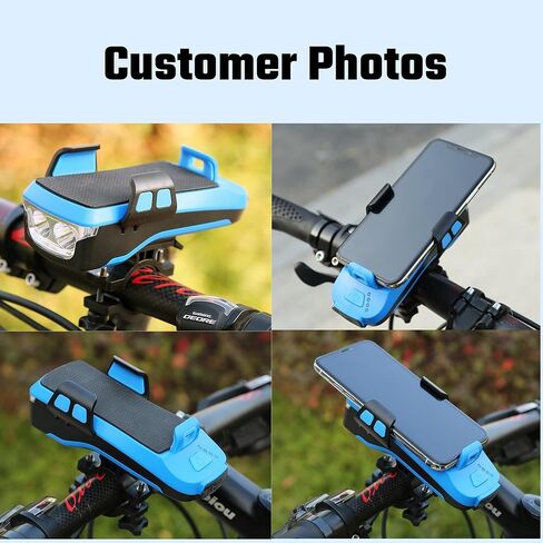 مصابيح أمامية للدراجة GJB، مصباح أمامي LED للدراجة للركوب ليلاً، مصابيح دراجة جبلية قابلة لإعادة الشحن مع 3 أوضاع إضاءة وحامل للهاتف ومنفذ شحن USB، 4000 مللي أمبير/ساعة مقاومة للماء لركوب الدراجات in Kuwait